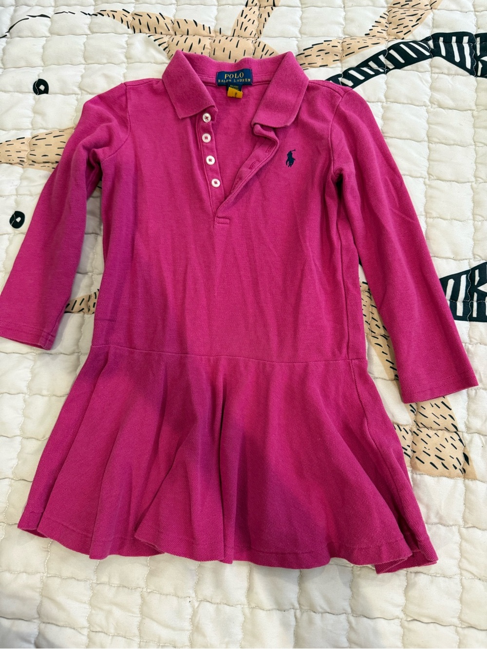 Polo by Ralph Lauren Hot Pink Long-Sleeve Polo Dress